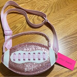 Betsey Johnson Pink Glitter Football Bag